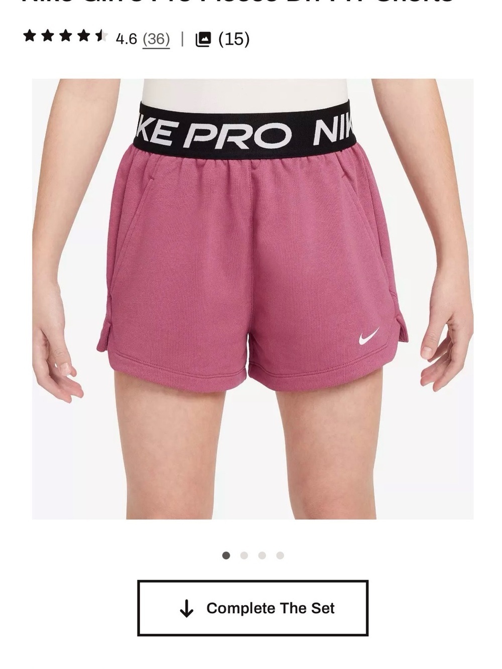 NEW / NWT Nike Girl's Pro Fleece Dri-FIT Shorts | Large | Peony